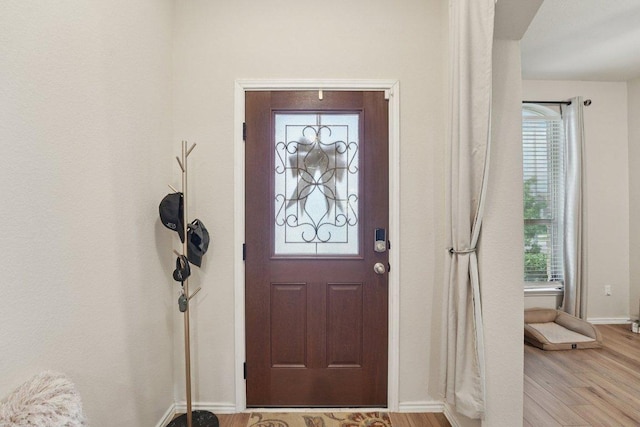184 Pivot Dr, Taylor, TX 76574 - foyer featuring wood finished floors and plenty of natural light