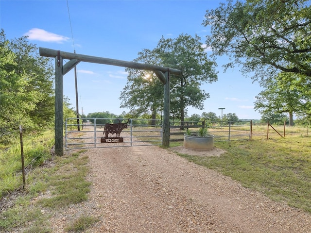 762 Karisch Rd, Giddings, TX 78942 - view of road featuring a rural view, a gate, and a gated entry