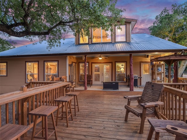 762 Karisch Rd, Giddings, TX 78942 - deck at dusk with french doors