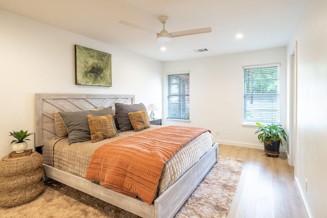 2306 Monarch Dr, Austin, TX 78748 - bedroom with light wood-type flooring, recessed lighting, and a ceiling fan