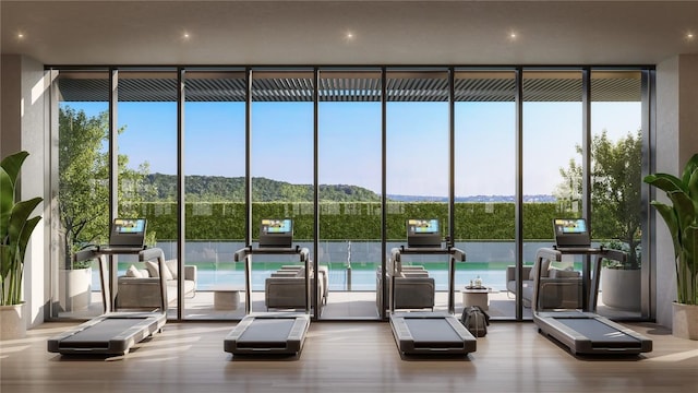 6507 Bridge Point Pkwy Lot 4, Austin, TX 78730 - gym with floor to ceiling windows