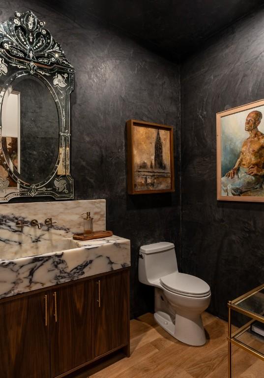 1001 Madrone Rd, West Lake Hills, TX 78746 - bathroom featuring vanity and wood finished floors