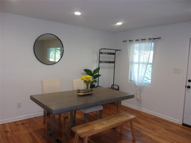 905 W Live Oak St, Austin, TX 78704 - dining area with wood finished floors and recessed lighting