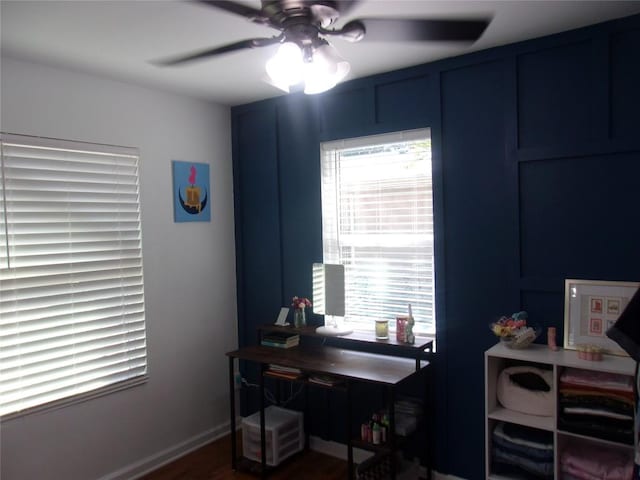 905 W Live Oak St, Austin, TX 78704 - office space featuring a ceiling fan and wood finished floors