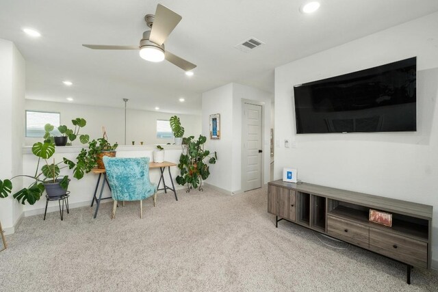 7713 Saddle Up Dr, Austin, TX 78724 - carpeted office featuring recessed lighting and a ceiling fan