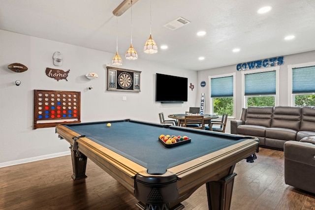 1600 Grand Falls Dr, Cedar Park, TX 78613 - game room featuring healthy amount of natural light, recessed lighting, wood finished floors, and pool table