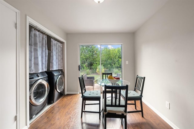 2004 Yaupon Trl, Cedar Park, TX 78613 - dining room featuring washing machine and clothes dryer and wood finished floors