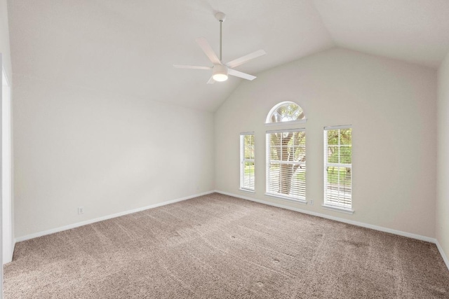 7517 Robert Kleburg Ln, Austin, TX 78749 - unfurnished room featuring carpet, ceiling fan, and vaulted ceiling