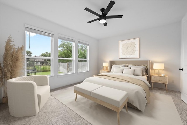 149 Beryl Way, Dripping Springs, TX 78620 - bedroom with light colored carpet and ceiling fan