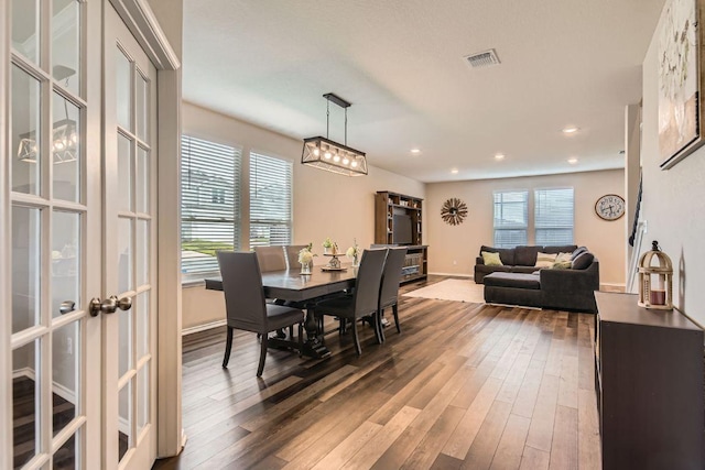 501 Goat Willow Ln, Georgetown, TX 78626 - dining space with french doors, hardwood / wood-style floors, and recessed lighting