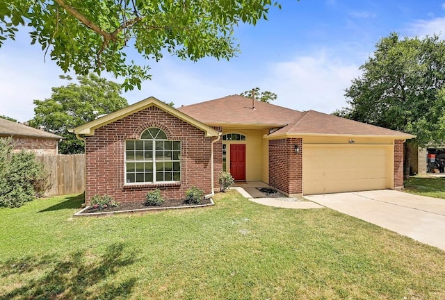 1105 Madrone Trl, Leander, TX 78641 - single story home featuring an attached garage, brick siding, driveway, and a shingled roof