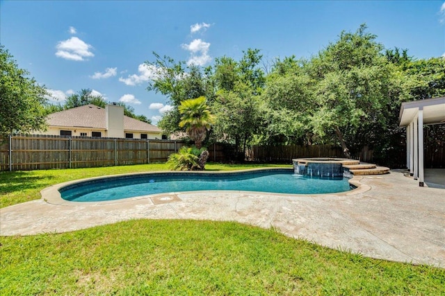1705 Timberwood Dr, Cedar Park, TX 78613 - view of pool featuring a fenced backyard, a patio area, and a pool with connected hot tub
