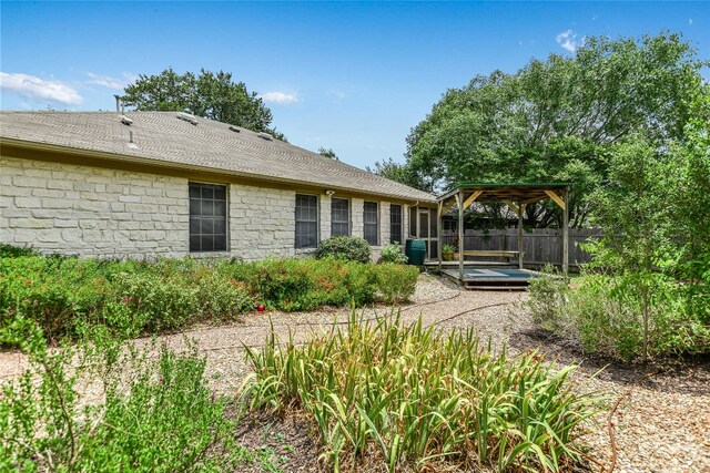 5509 Kayview Dr, Austin, TX 78749 - back of property with a gazebo and stone siding