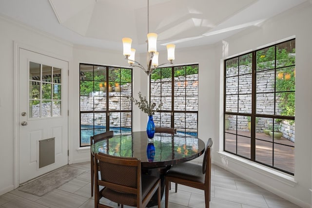 5301 Backtrail Dr, Austin, TX 78731 - dining room with a chandelier
