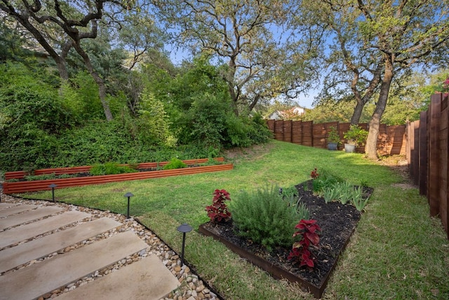 5301 Backtrail Dr, Austin, TX 78731 - fenced backyard with a vegetable garden