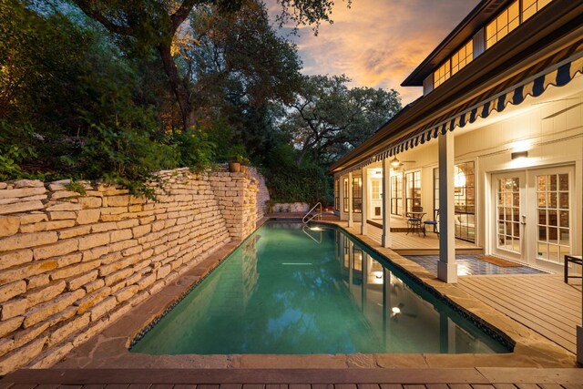 5301 Backtrail Dr, Austin, TX 78731 - view of pool featuring french doors and a deck