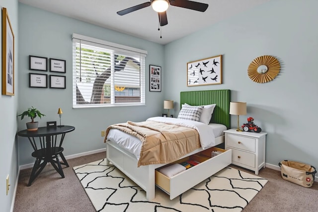 1928 Ramona Cir, San Marcos, TX 78666 - bedroom with light carpet and a ceiling fan