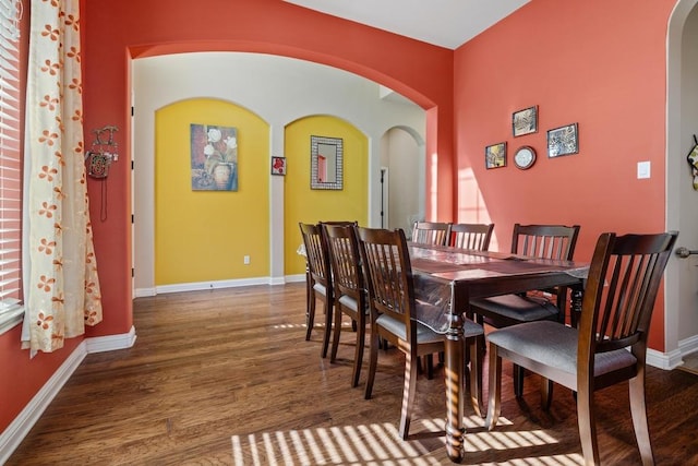 614 Spanish Mustang Dr, Cedar Park, TX 78613 - dining room featuring arched walkways and wood finished floors