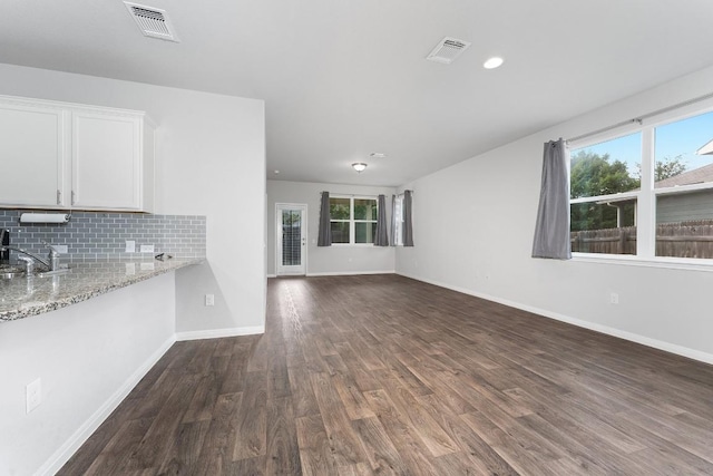 14405 Frankel Loop Unit 34A, Pflugerville, TX 78660 - unfurnished living room featuring dark wood-type flooring and recessed lighting