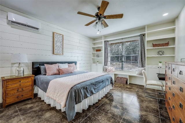 20008 Victoria Chase Rd, Lago Vista, TX 78645 - bedroom with an AC wall unit and a ceiling fan