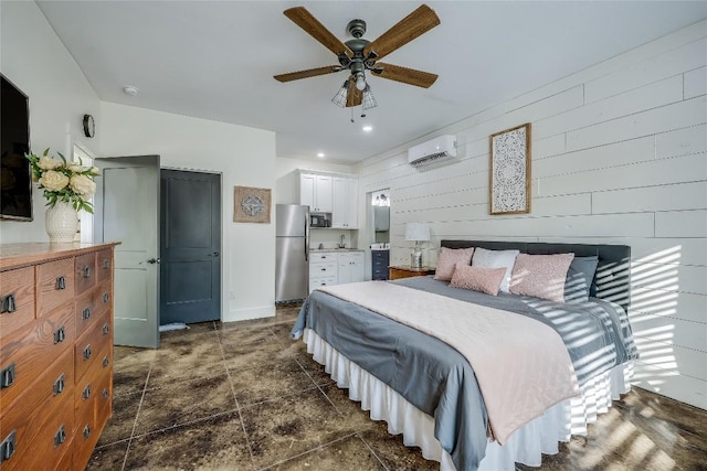 20008 Victoria Chase Rd, Lago Vista, TX 78645 - bedroom featuring freestanding refrigerator and a wall unit AC