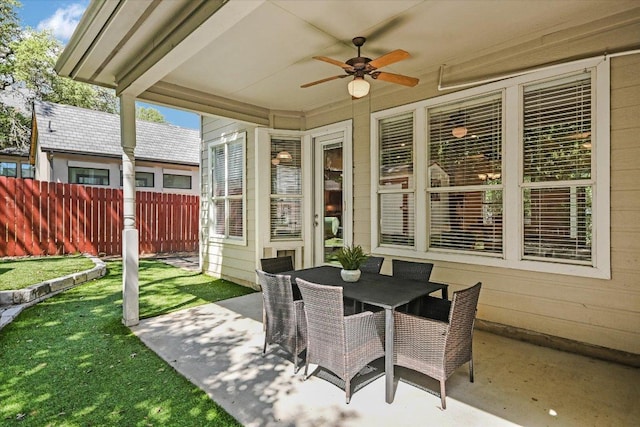 2211 Wilson St, Austin, TX 78704 - view of patio / terrace featuring ceiling fan and outdoor dining space