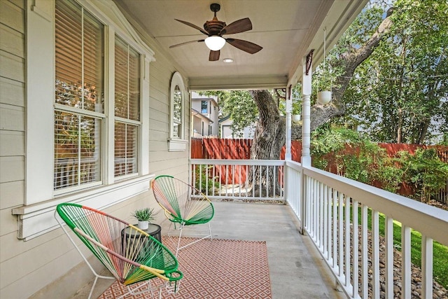 2211 Wilson St, Austin, TX 78704 - covered porch with a ceiling fan