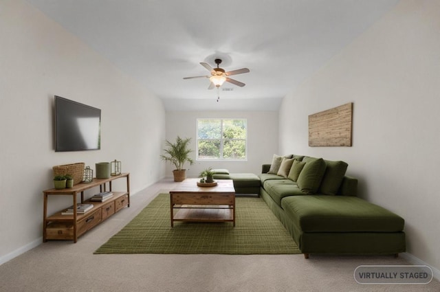 12304 Buvana Dr, Austin, TX 78739 - living area featuring ceiling fan and carpet floors