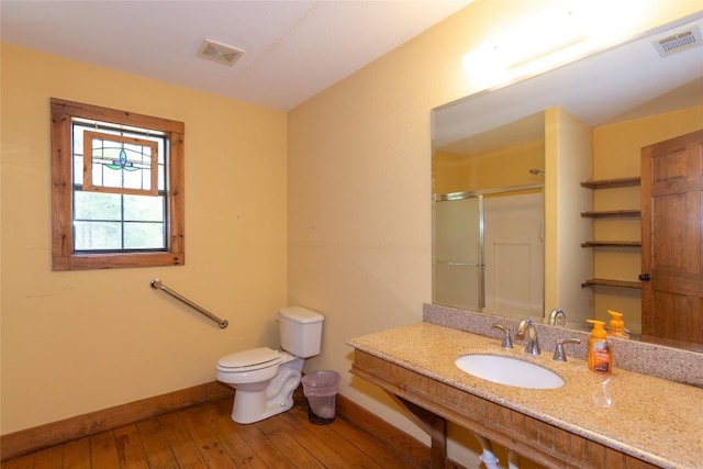 2874 Fm 1704, Elgin, TX 78621 - full bath with hardwood / wood-style floors, a shower with door, and vanity