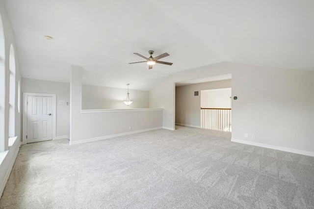 501 Flamingo Blvd, Lakeway, TX 78734 - unfurnished room with a ceiling fan, carpet flooring, and vaulted ceiling