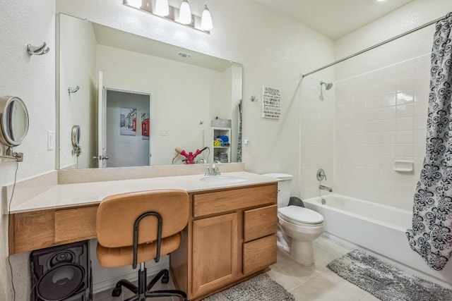 4909 Teverola Dr, Round Rock, TX 78665 - full bath featuring tile patterned flooring, shower / bath combo with shower curtain, and vanity