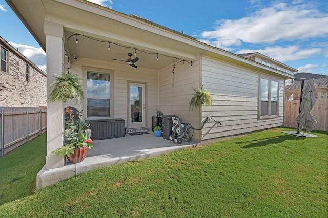 4909 Teverola Dr, Round Rock, TX 78665 - back of property featuring ceiling fan and a patio area