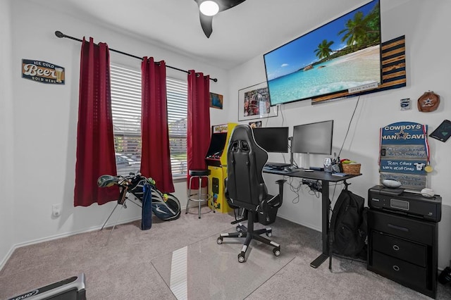 4909 Teverola Dr, Round Rock, TX 78665 - carpeted office space featuring ceiling fan and baseboards