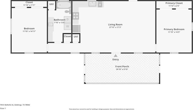 755 E Bellville St, Giddings, TX 78942 - view of property floor plan