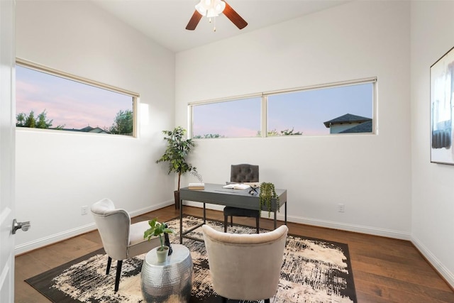 405 Maialina Cv, Lakeway, TX 78738 - home office featuring wood finished floors and ceiling fan