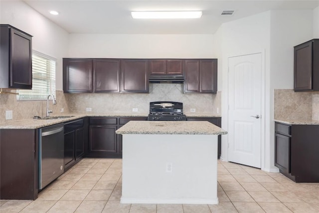 10205 Gertrudis Loop, Austin, TX 78747 - kitchen with stove, stainless steel dishwasher, extractor fan, light tile patterned flooring, and decorative backsplash