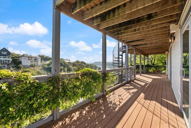 19426 Fisher Ln, Spicewood, TX 78669 - deck with stairway and a mountain view