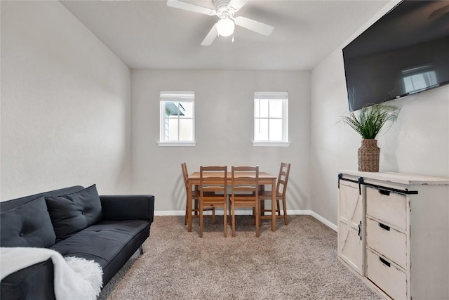 202 Grapefruit Rd, Hutto, TX 78634 - dining room featuring light carpet and ceiling fan