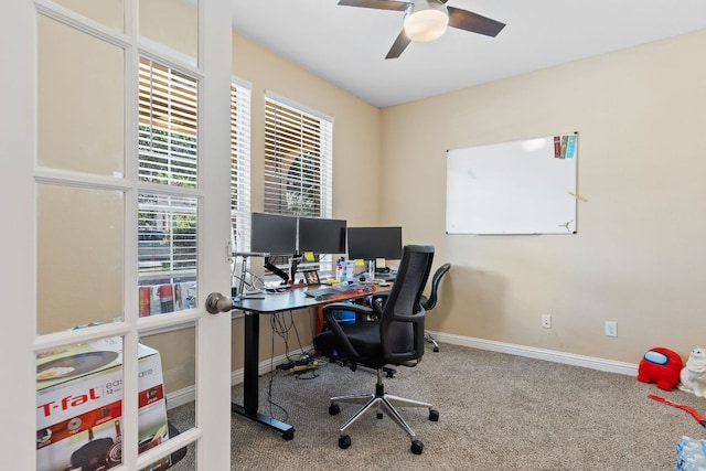 3604 Rosalina Loop, Round Rock, TX 78665 - office area featuring carpet and a ceiling fan