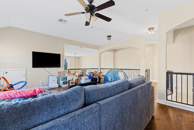 3604 Rosalina Loop, Round Rock, TX 78665 - living area with dark wood-type flooring and ceiling fan