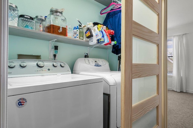 501 Reynolds St Unit 28, Kingsland, TX 78639 - laundry area with carpet and washing machine and clothes dryer