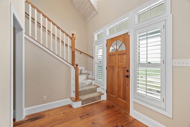 310 County Road 317, Georgetown, TX 78626 - entryway featuring hardwood / wood-style floors, stairway, and plenty of natural light