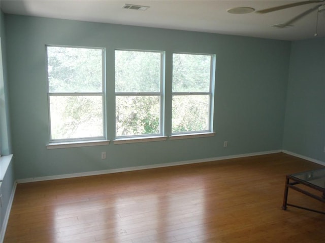 10902 Beach Rd, Leander, TX 78641 - unfurnished room featuring plenty of natural light, wood finished floors, and a ceiling fan