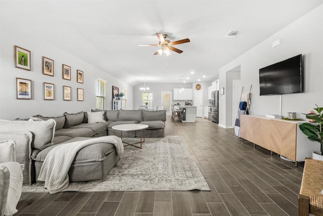 5867 Copano Loop, Belton, TX 76513 - living area with a ceiling fan, dark wood-style floors, and recessed lighting