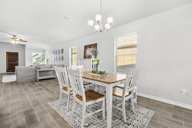 5867 Copano Loop, Belton, TX 76513 - dining room featuring a chandelier, wood tiled floors, and ceiling fan