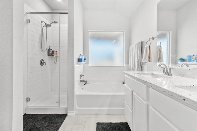 5867 Copano Loop, Belton, TX 76513 - full bath with a shower stall, a bath, tile patterned floors, and healthy amount of natural light