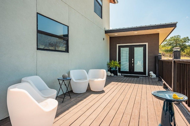 362 Oak Haven Rd, Fredericksburg, TX 78624 - wooden deck with french doors
