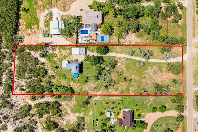 362 Oak Haven Rd, Fredericksburg, TX 78624 - aerial view of property and surrounding area with property parcel outlined