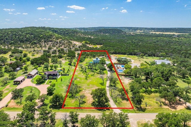 362 Oak Haven Rd, Fredericksburg, TX 78624 - aerial view of property's location featuring property boundaries highlighted and a heavily wooded area