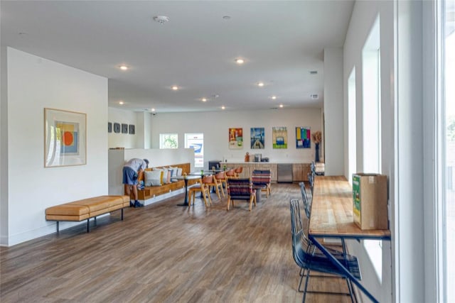 4802 S Congress Ave Unit 217, Austin, TX 78745 - dining room with wood finished floors and recessed lighting